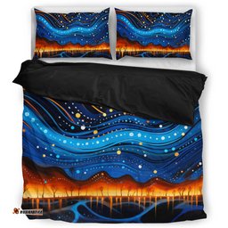Australia Dreaming Aboriginal Bedding Set - Aboriginal Dreaming Dot Painting Art Color Inspired Bedding Set