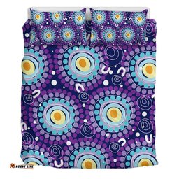Australia Aboriginal Bedding Set - Purple Abstract Seamless Pattern With Aboriginal Inspired Bedding Set