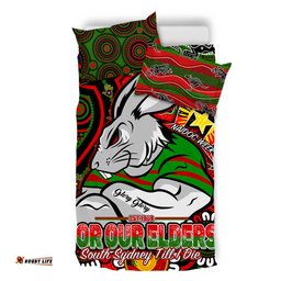South Sydney Rabbitohs Custom Bedding Set - Bunnies For Our Elders Hoodie Bedding Set