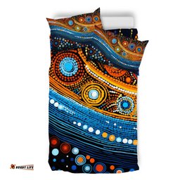 Australia Dreaming Aboriginal Bedding Set - Aboriginal Dot Painting Art Indigenous Culture Inspired Bedding Set