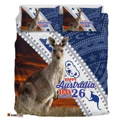 Australia Australia Day Bedding Set - Kangaroo Happy Australia Day Aboriginal Pattern Bedding Set