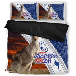 Australia Australia Day Bedding Set - Kangaroo Happy Australia Day Aboriginal Pattern Bedding Set