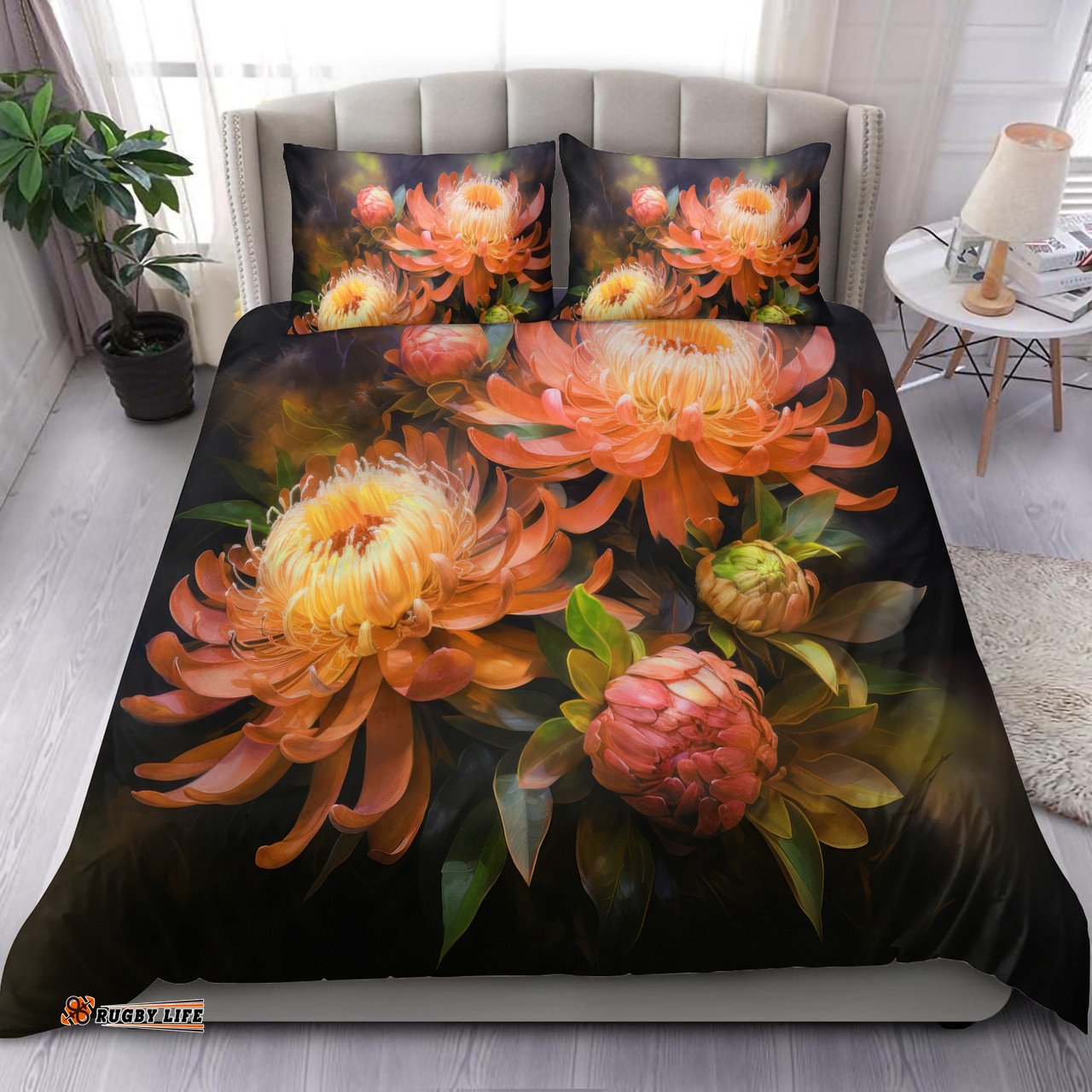 Australia Waratah Bedding Set - Waratah Oil Painting Abstract Ver1 Orange Version Bedding Set