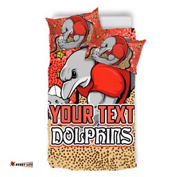 Redcliffe Dolphins Custom Bedding Set - Team With Dot And Star Patterns For Tough Fan Bedding Set