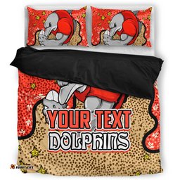 Redcliffe Dolphins Custom Bedding Set - Team With Dot And Star Patterns For Tough Fan Bedding Set
