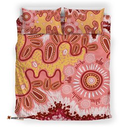 Australia Aboriginal Inspired Bedding Set - Aboriginal Inspired Pattern Dot Painting Style