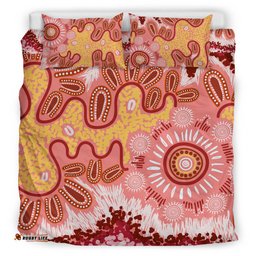 Australia Aboriginal Inspired Bedding Set - Aboriginal Inspired Pattern Dot Painting Style