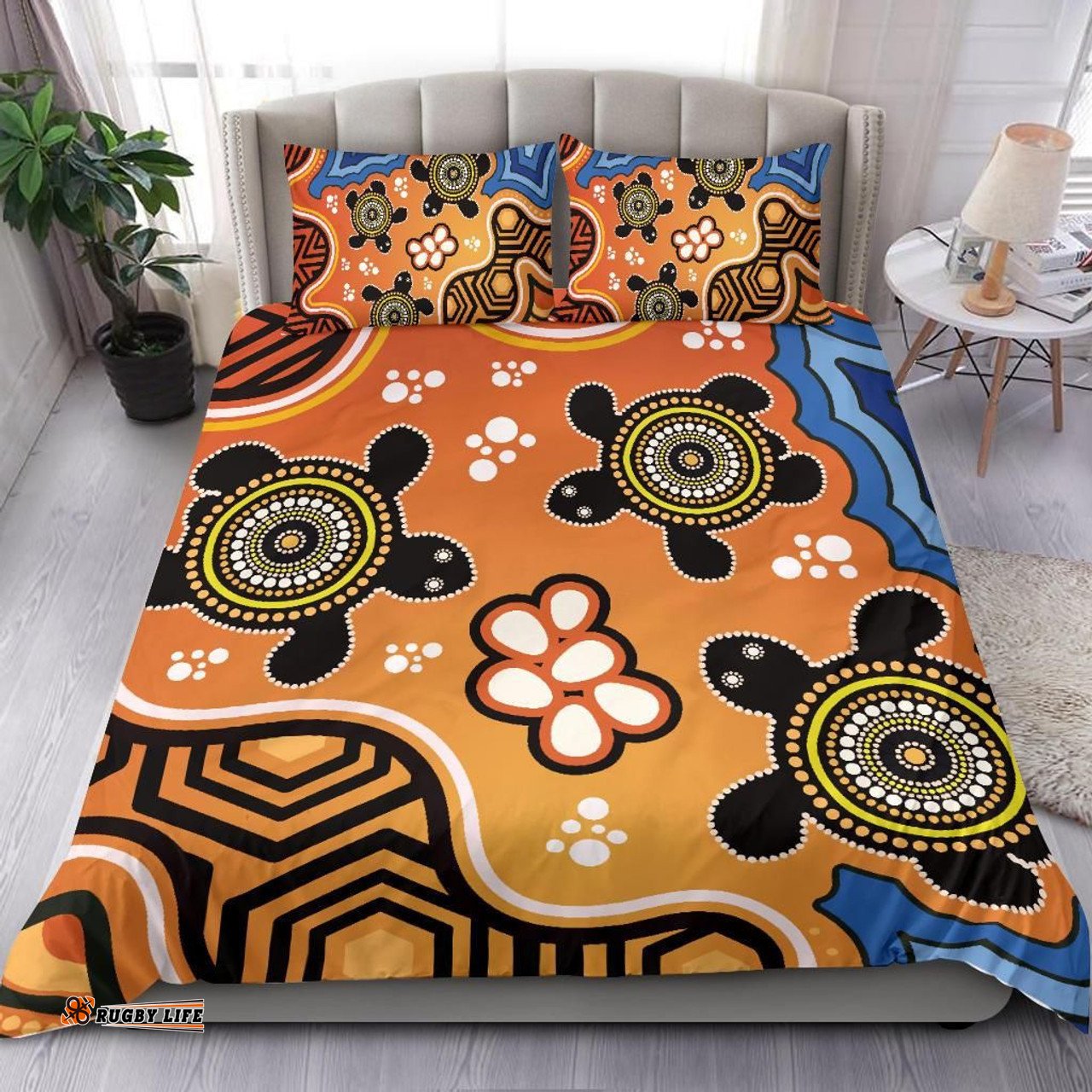 Australia Aboriginal Inspired Bedding Set - Indigenous Turtles Art Patterns