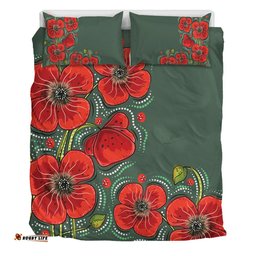 Australia Aboriginal Bedding Set - Aboriginal Style Australian Poppy Flower Background Bedding Set