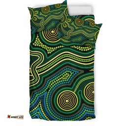 Australia Aboriginal Inspired Bedding Set - Green Circle Aboiginal Inspired Dot Painting Style