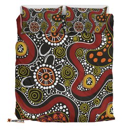 Australia Aboriginal Bedding Set - Illustration Based On Aboriginal Style Of Artwork Bedding Set