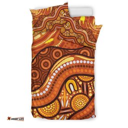Australia Aboriginal Inspired Bedding Set - Landscape and The Sun Dot Painting Art