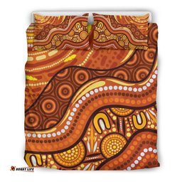 Australia Aboriginal Inspired Bedding Set - Landscape and The Sun Dot Painting Art