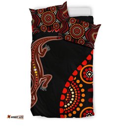 Australia Aboriginal Inspired Bedding Set - Aboriginal Inspired Lizard With Dot Painting Patterns