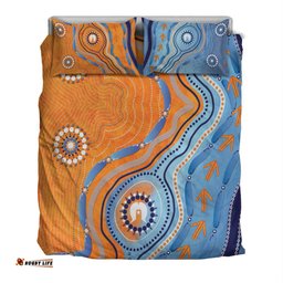 Australia Aboriginal Inspired Bedding Set - Indigenous Beach Dot Painting Art