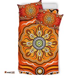 Australia Aboriginal Inspired Bedding Set - The Sun Indigenous Aboiginal Inspired Dot Painting Style