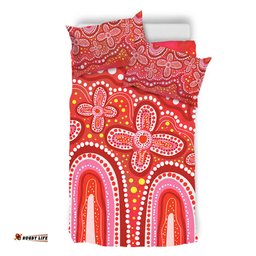 Australia Aboriginal Bedding Set - Dot painting illustration in Aboriginal style Red Bedding Set