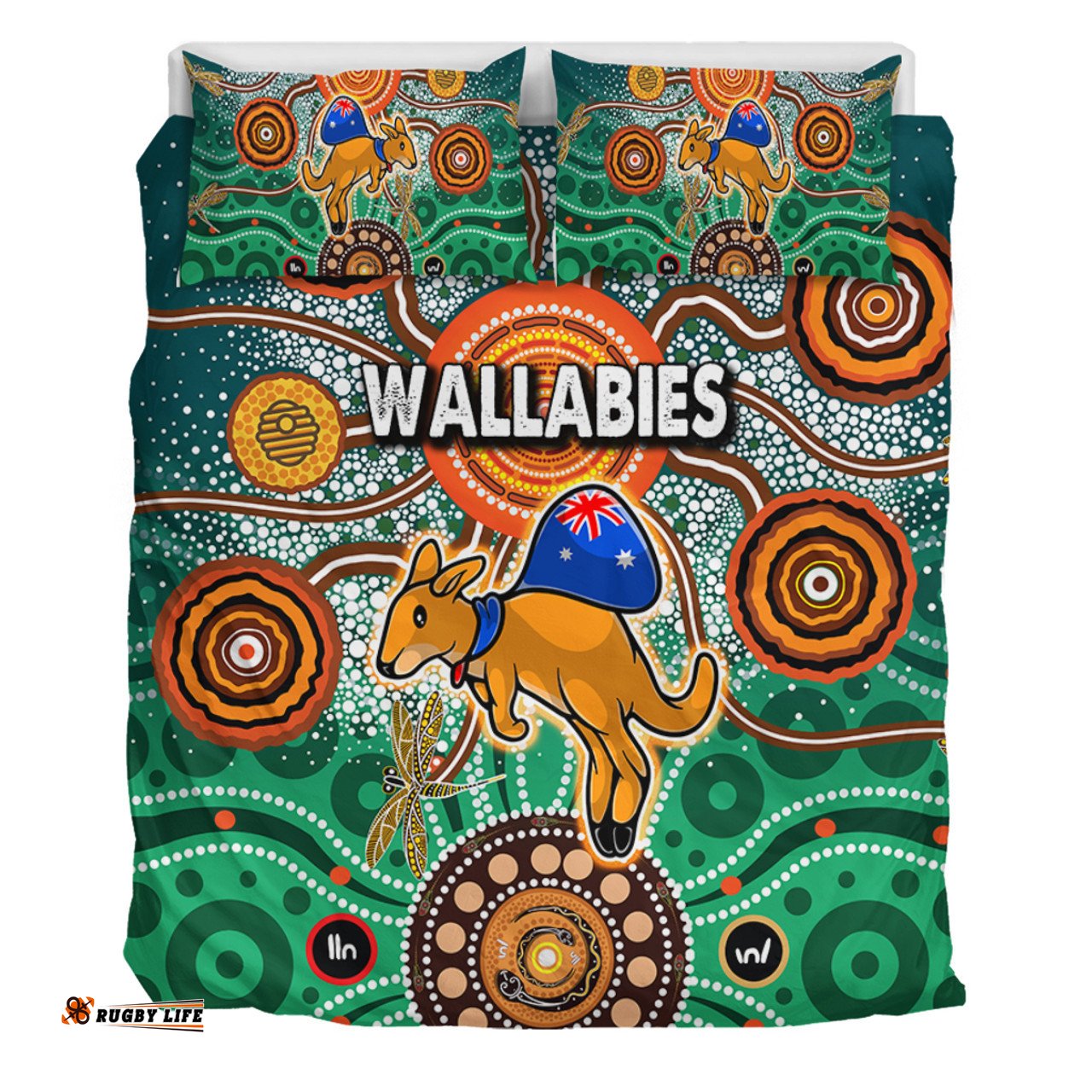 Australia Aboriginal Custom Bedding Set - Dragonfly Flies Into Beehive And Snake Circle 2 Bedding Set