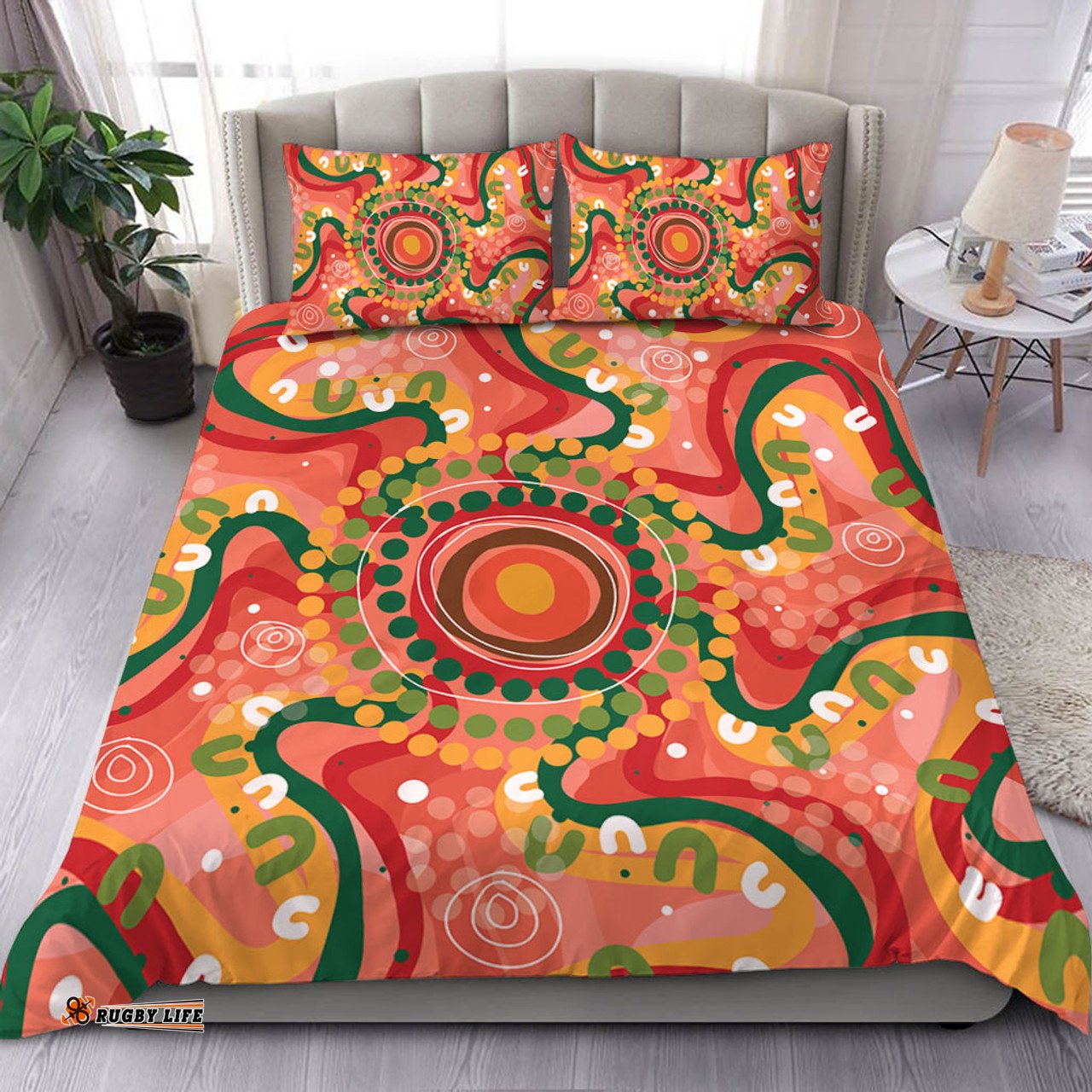 Australia Aboriginal Bedding Set - Aboriginal Art Style Abstract Bedding Set