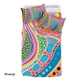 Australia Aboriginal Bedding Set - Aboriginal Colourful Dots Art Inspired Bedding Set