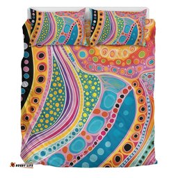 Australia Aboriginal Bedding Set - Aboriginal Colourful Dots Art Inspired Bedding Set