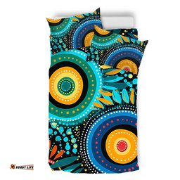 Australia Aboriginal Bedding Set - Traditional Australian Aboriginal Native Design (Black) Ver 4 Bedding Set
