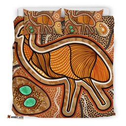 Australia Aboriginal Inspired Bedding Set - Indigenous Emu Vintage Stye