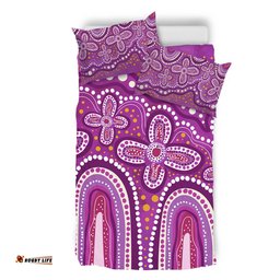 Australia Aboriginal Bedding Set - Dot painting illustration in Aboriginal style Pink Bedding Set
