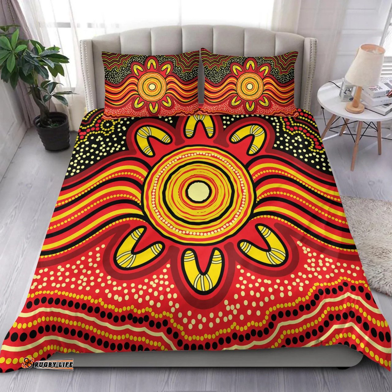 Australia Aboriginal Inspired Bedding Set - Aboriginal Inspired Dot Art Painting VER 12