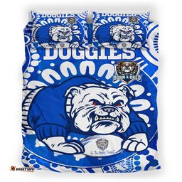 Canterbury-Bankstown Bulldogs Custom Bedding Set - Indigenous Doggies Blue and Whites Aboriginal Inspired