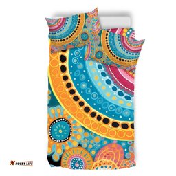 Australia Aboriginal Bedding Set - Colorful Pattern And Dots Art Bedding Set