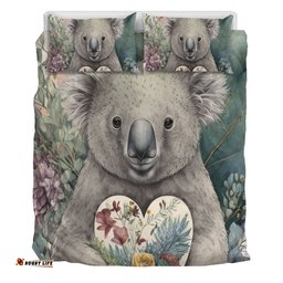 Amazing Aussie Australia Koala Koala Holding A Heart Adorned With Flowers Bedding Set