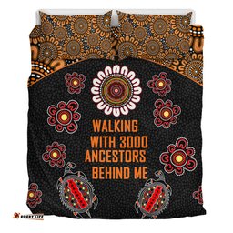 Australia Aboriginal Bedding Set - Walking with 3000 Ancestors Behind Me Black and Orange Patterns Bedding Set