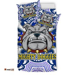 Canterbury-Bankstown Bulldogs Custom Bedding Set - Indigenous Super Berries Tribal Footprints