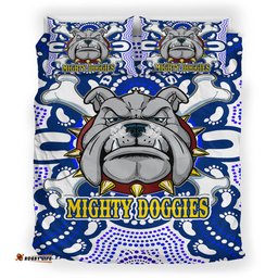 Canterbury-Bankstown Bulldogs Custom Bedding Set - Indigenous Super Berries Tribal Footprints