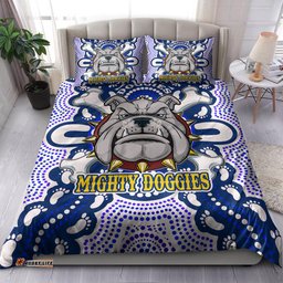 Canterbury-Bankstown Bulldogs Custom Bedding Set - Indigenous Super Berries Tribal Footprints
