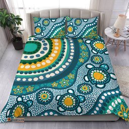 Amazing Aussie Australia Aboriginal Turquoise Aboriginal Dot Art With Turtle  Bedding Set