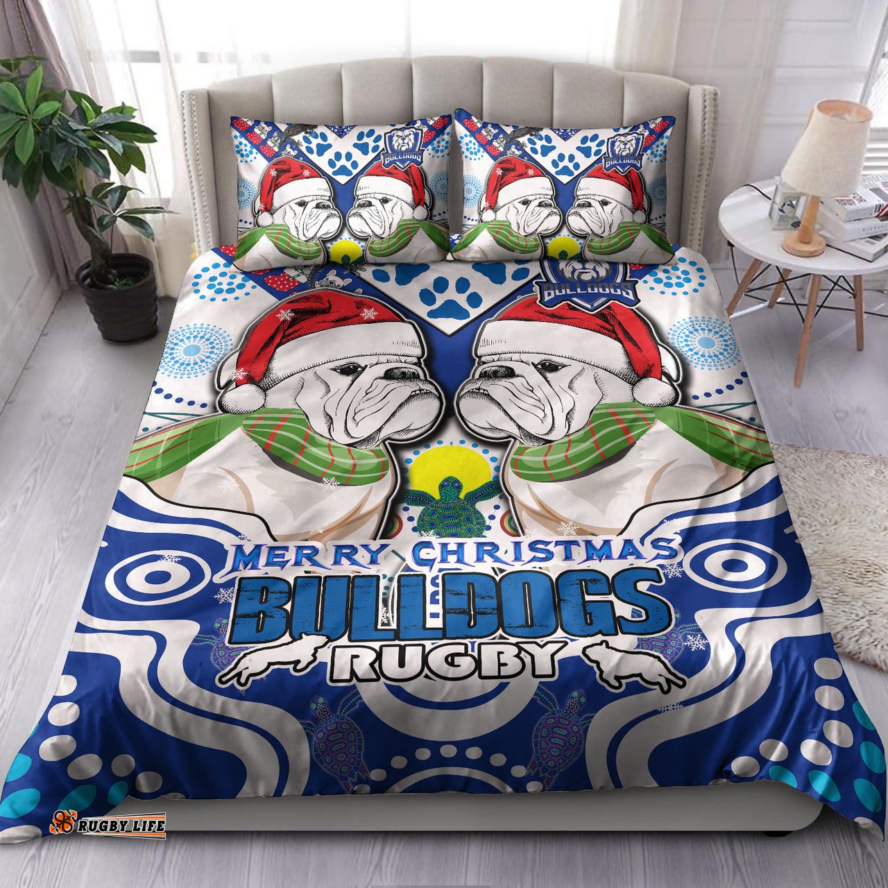 Australia Canterbury-Bankstown Christmas Bedding Set - Custom Merry Canterbury-Bankstown Christmas Indigenous Bedding Set