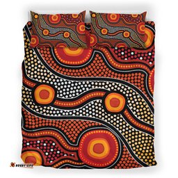 Australia Aboriginal Inspired Bedding Set - Orange Aboiginal Inspired Dot Painting Style