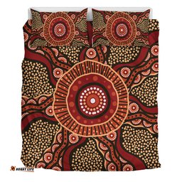 Australia Aboriginal Bedding Set - Brown Aboriginal Style Dot Painting Bedding Set