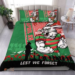 Amazing Aussie South Sydney Rabbitohs Anzac Day Lest We Forget Strong Fighting Spirit Bedding Set