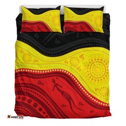 Amazing Aussie Australia Aboriginal Flag Colors In A Dot Art Painting Bedding Set