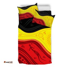 Amazing Aussie Australia Aboriginal Flag Colors In A Dot Art Painting Bedding Set