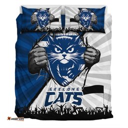 Amazing Aussie Geelong Cats Breaking Through Fan Design Bedding Set