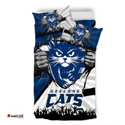 Amazing Aussie Geelong Cats Breaking Through Fan Design Bedding Set