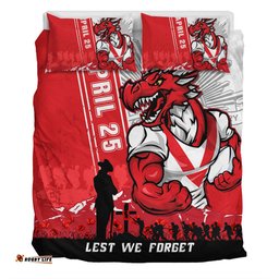 Amazing Aussie St. George Illawarra Dragons Anzac Day Lest We Forget Strong Fighting Spirit Bedding Set