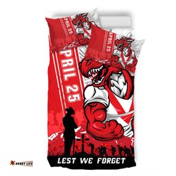 Amazing Aussie St. George Illawarra Dragons Anzac Day Lest We Forget Strong Fighting Spirit Bedding Set