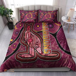 Amazing Aussie Maroons Rugby Custom Maroons Kangaroo Bedding Set
