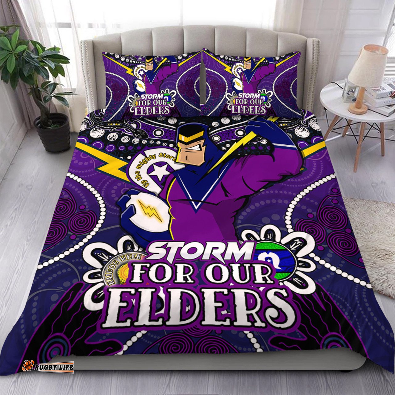 Amazing Aussie Melbourne Storm Naidoc Week Custom Melbourne Storm For Our Elders Bedding Set
