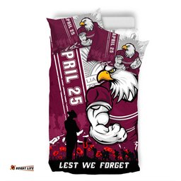 Amazing Aussie Manly Warringah Sea Eagles Anzac Day Lest We Forget Strong Fighting Spirit Bedding Set